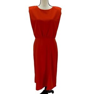 Donna Morgan Sleeveless Round Neck Blouson Bodice Midi Dress - Orange - size 10